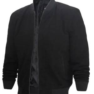 Adamsville Men's Black Suede Bomber Jacket