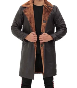 Turlock Men's Dark Brown 3/4 Vintage Shearling Coat