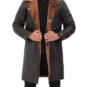 Turlock Men's Dark Brown 3/4 Vintage Shearling Coat